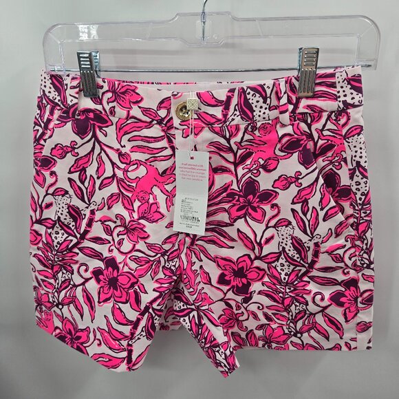 Lilly Pulitzer White Pink Gretchen High Rise Elderflower Blossom Shorts Size 2 - Picture 1 of 11